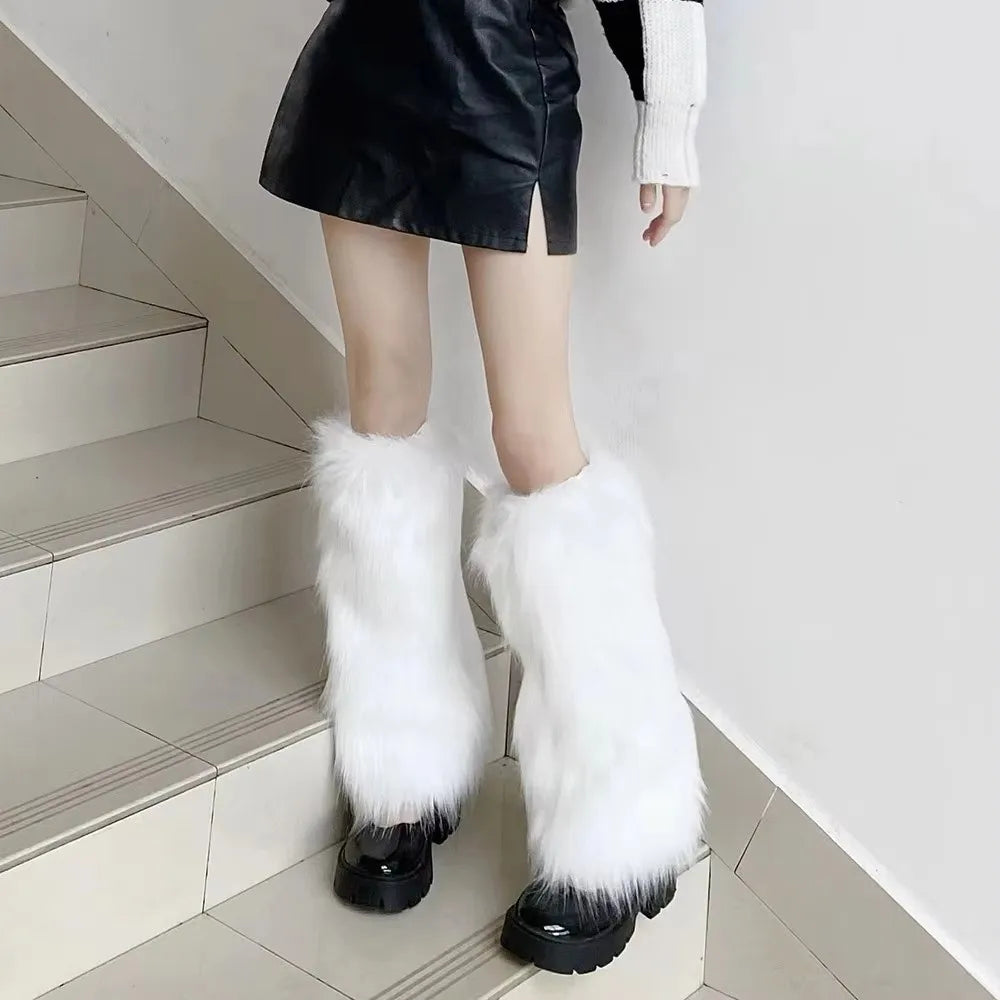 Calentadores de Piernas de Piel Sintética, 40 cm, Estilo Japonés, Lolita, Cubrebotas, Kawaii, Y2K, Calentadores de Rodilla para Otoño/Invierno