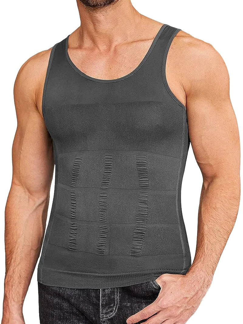 Chaleco moldeador de cuerpo adelgazante para hombre, camisa Abs para Abdomen, entrenamiento de gimnasio delgado, Control de barriga, camiseta sin mangas de compresión, ropa moldeadora sin mangas