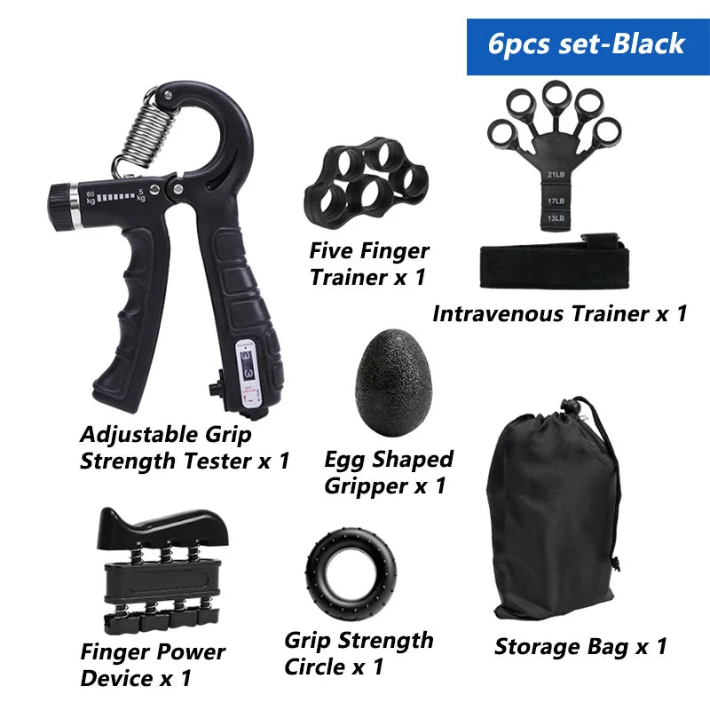 iLMH Entrenador de fuerza de agarre ajustable de 5-60 kg con ejercitador de dedos, fortalecedor de agarre de mano para desarrollo muscular y recuperación de lesiones