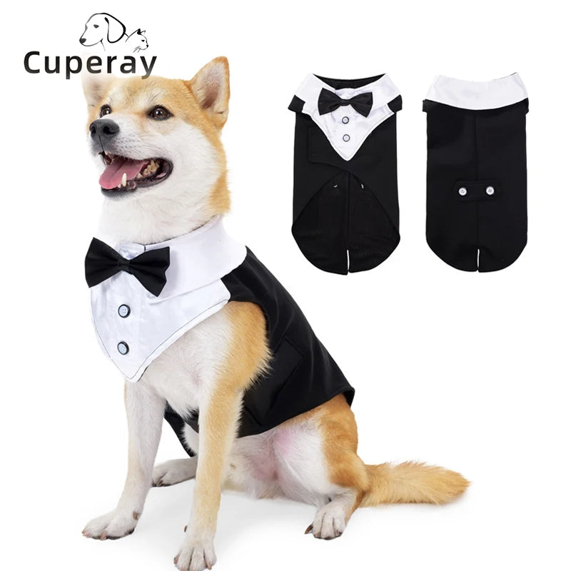 Esmoquin para perro y conjunto de Bandana, traje de fiesta de boda, camisa Formal de pajarita para perro y Príncipe