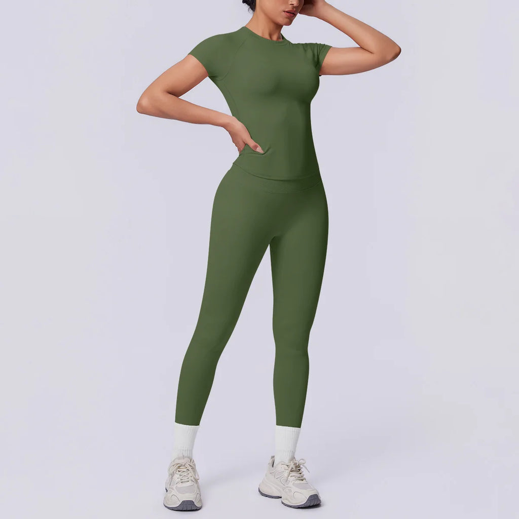 Conjunto Deportivo de Yoga para Mujer, Conjunto de Dos Piezas, Pantalones y Top, Traje Deportivo para Gimnasio, Yoga y Entrenamiento