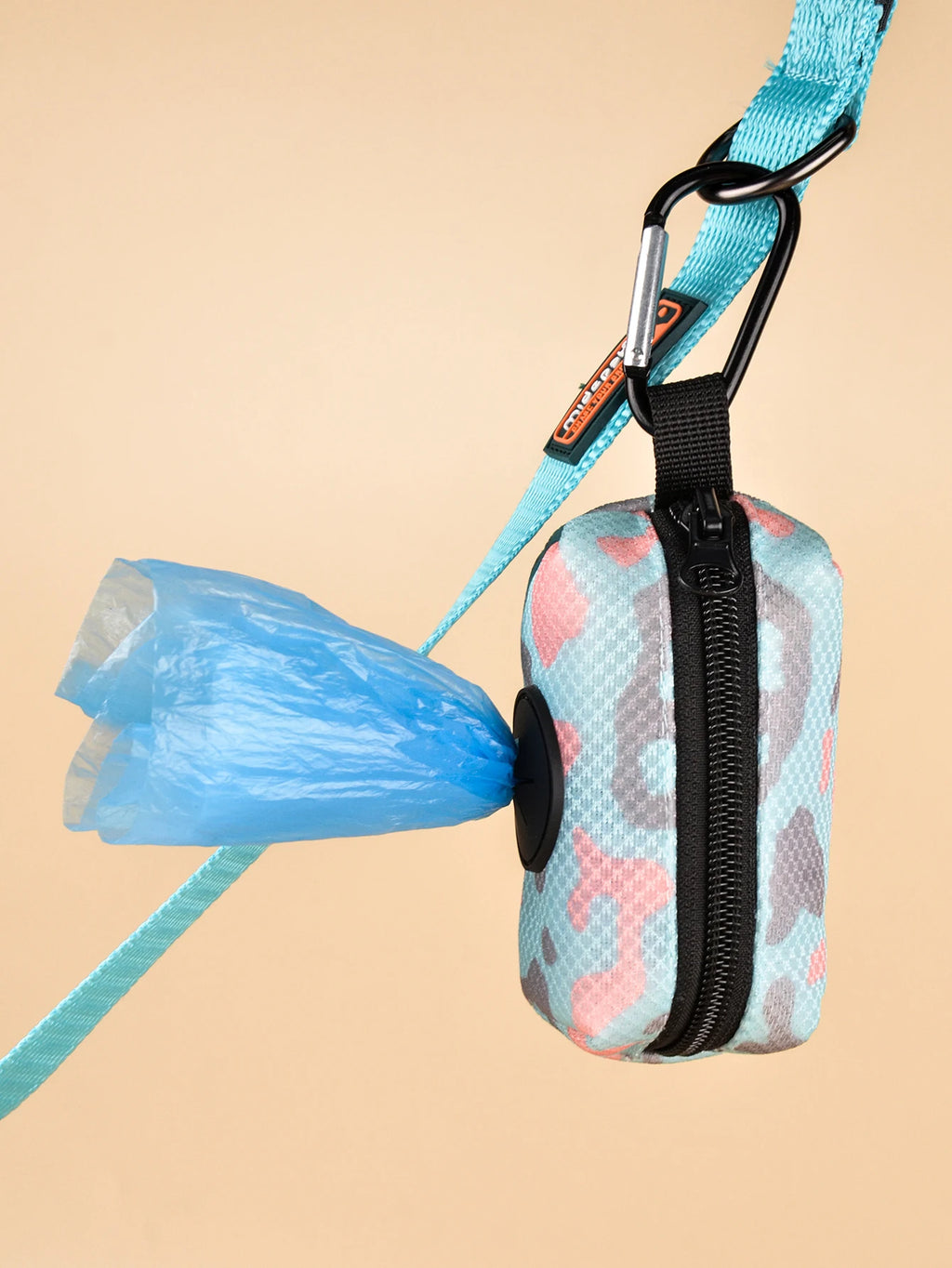 Dispensador de soporte para bolsa de excrementos de mascotas, diseño bonito con estampado abstracto, sin bolsa y correas para excrementos, se puede conectar con cualquier correa para perros