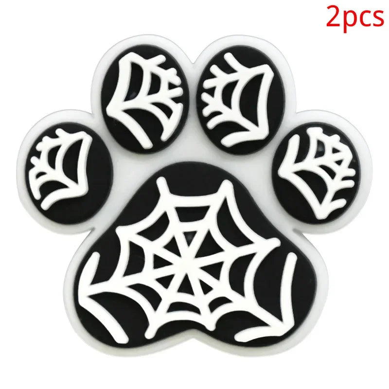 Bonita huella de pata de perro de dibujos animados, 2 uds., hebillas de PVC para zapatos, dijes, accesorios, decoraciones para zuecos, pulseras de zapatillas, regalo de fiesta DIY para niños