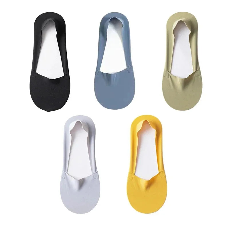 5 pares de calcetines para mujer, transpirables, invisibles, de silicona, antideslizantes, de color sólido, calcetines tipo barco, cómodos, de alta calidad, invisibles, ultrafinos