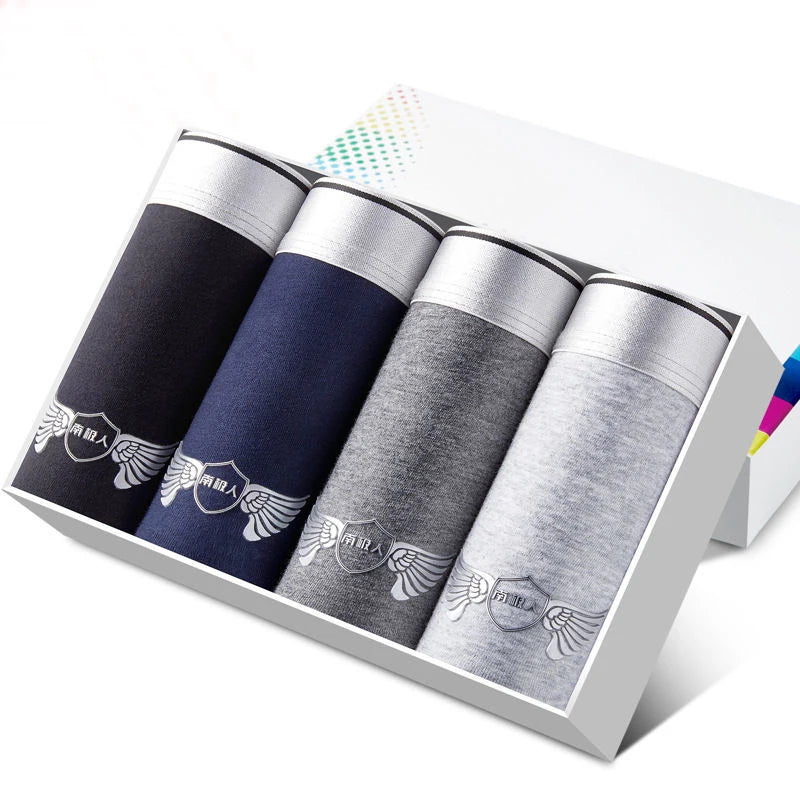 Calzoncillos de algodón para hombre, ropa interior Sexy, transpirable, de marca, 4 piezas