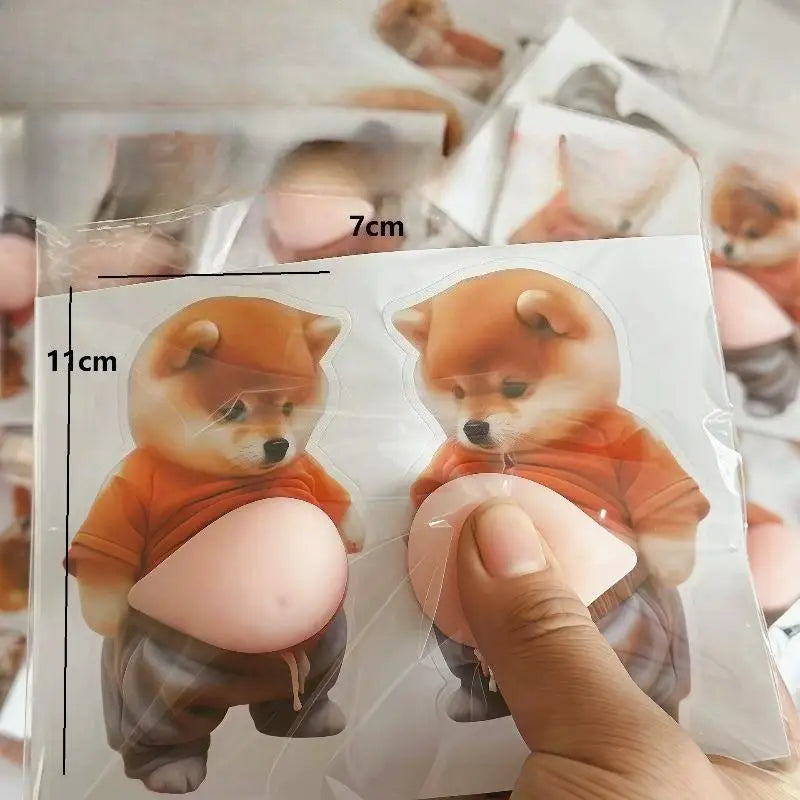 Pegatina 3D de silicona con diseño de Shiba Inu para puerta de coche, protector de parachoques, juguete decorativo y divertido para la carrocería del coche.