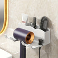 Estante de almacenamiento para secador de pelo, soporte montado en la pared para baño no perforado, almacenamiento de conductos de aire para baño, 1 ud.