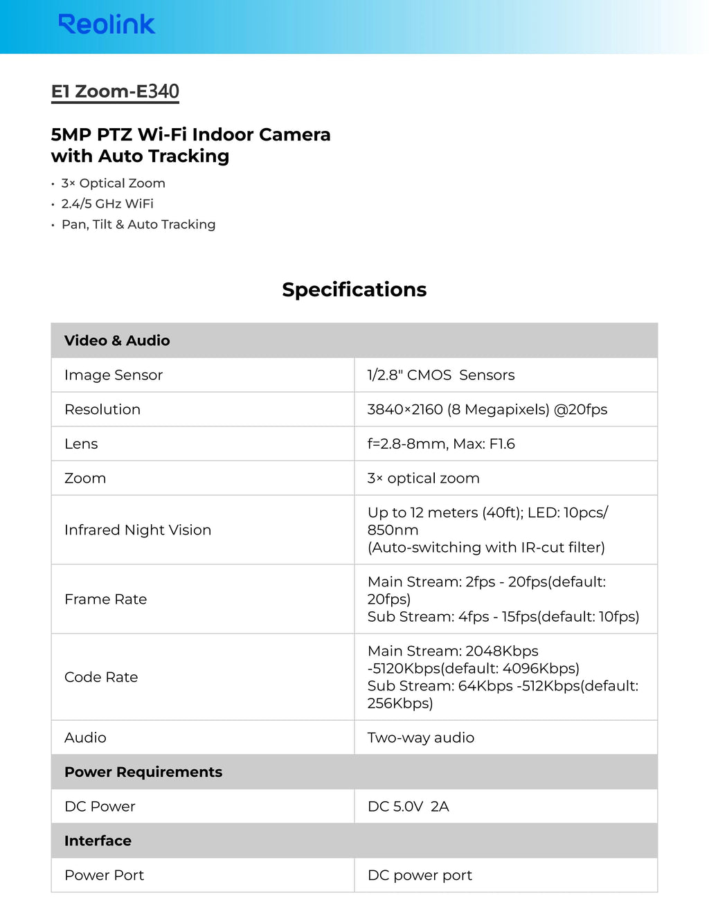 Cámara IP WiFi REOLINK E1 Pro 3K 5MP PT con Seguimiento Automático, Monitor para Bebés, Detección de Personas/Mascotas/Llanto, Audio Bidireccional, Cámara de Seguridad