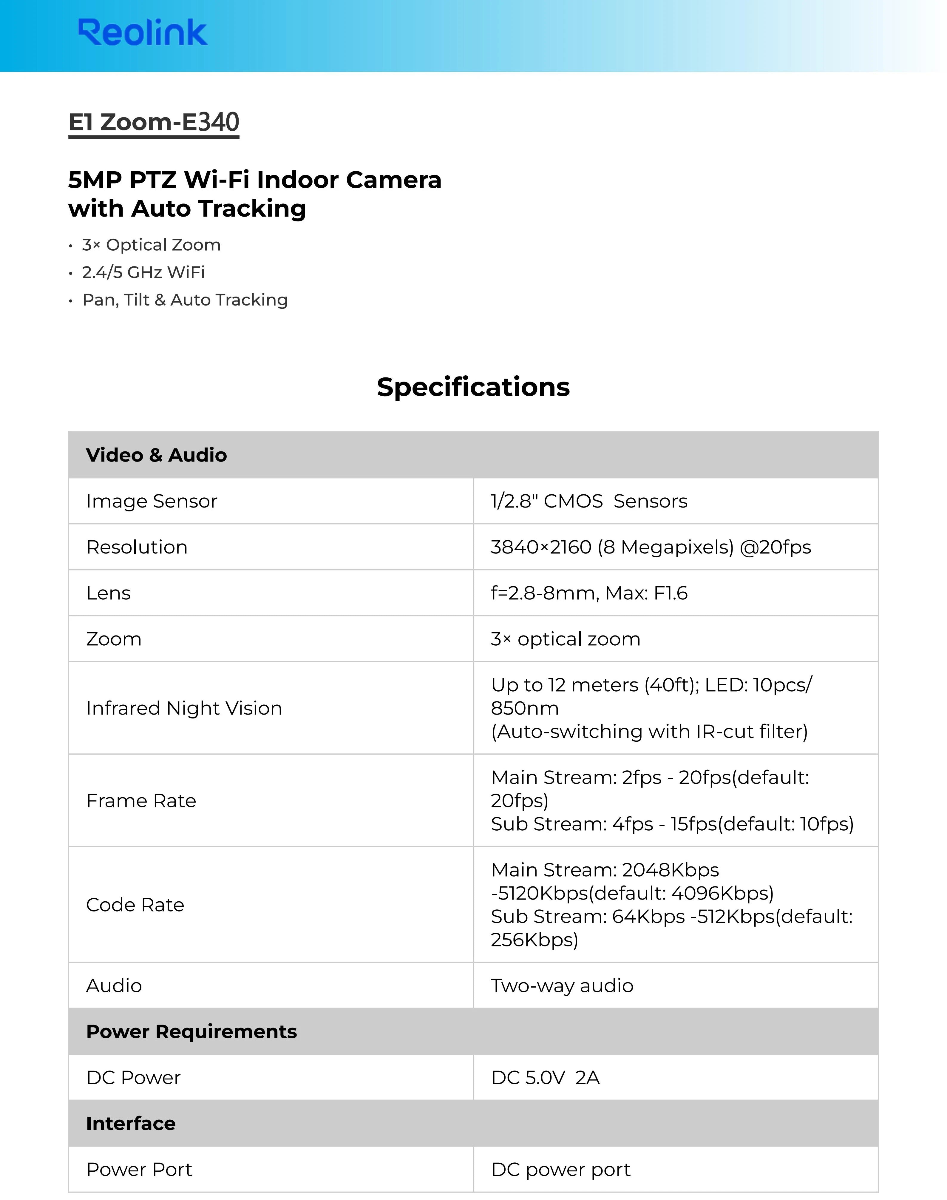 Cámara IP WiFi REOLINK E1 Pro 3K 5MP PT con Seguimiento Automático, Monitor para Bebés, Detección de Personas/Mascotas/Llanto, Audio Bidireccional, Cámara de Seguridad