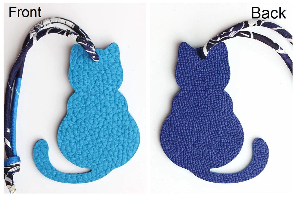 Llavero con doble cara de piel auténtica de grano completo de cocodrilo, gato de la suerte, cachorro, perro, caballo, mochila, colgante, Animal, bolso de mujer