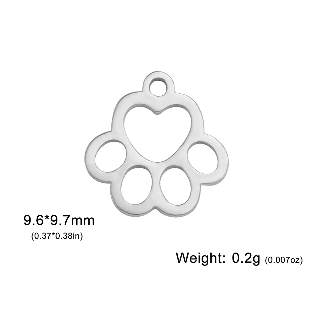 Cazador-abalorios de acero inoxidable con huella de pata de perro y gato, para hacer joyería DIY, bonito colgante de Animal para pulsera, pendientes y collar