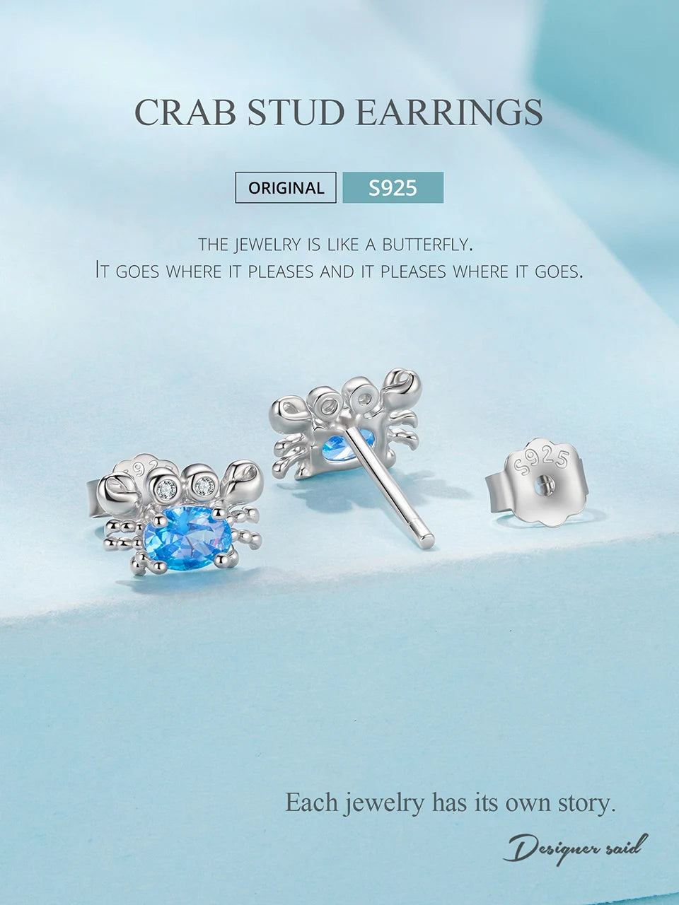 WOSTU-pendientes de plata de ley 925 con diseño de animales y patas bonitas de arcoíris para mujer, aretes con forma de corazón, flor ovalada, circonita, cangrejo, regalo de joyería