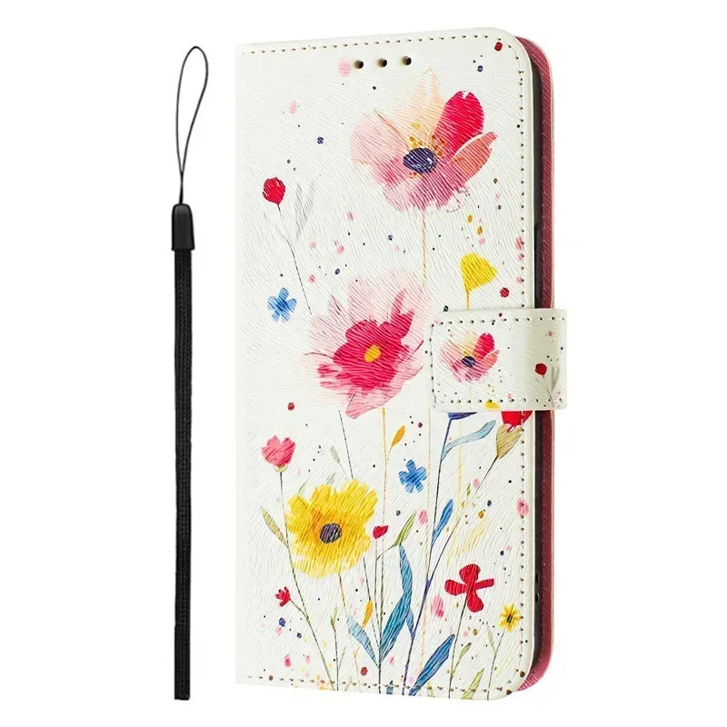 13 Funda de teléfono de cuero para iPhone 13 12 Mini 11 Pro 13Pro 12Pro Max 11Pro Coque Flip Cover Wallet fundas pintadas magnéticas gato oso
