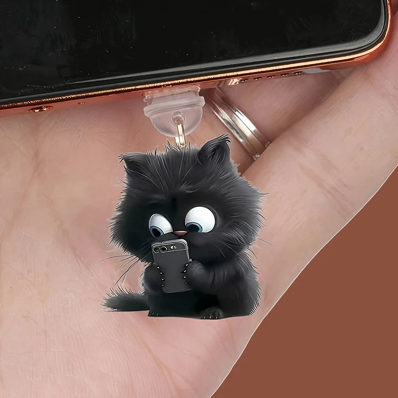 Colgante con tapón antipolvo para teléfono móvil, decoración para perros y gatos, colgante para puerto de carga tipo C, enchufe antipolvo