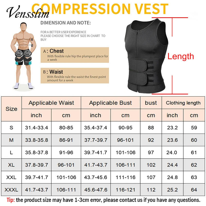 Vensslim-Chaleco moldeador de cuerpo para hombre, entrenador de cintura, camisa adelgazante, camiseta interior de compresión para Sauna y sudor, ropa moldeadora, quemador de grasa, Tops de entrenamiento
