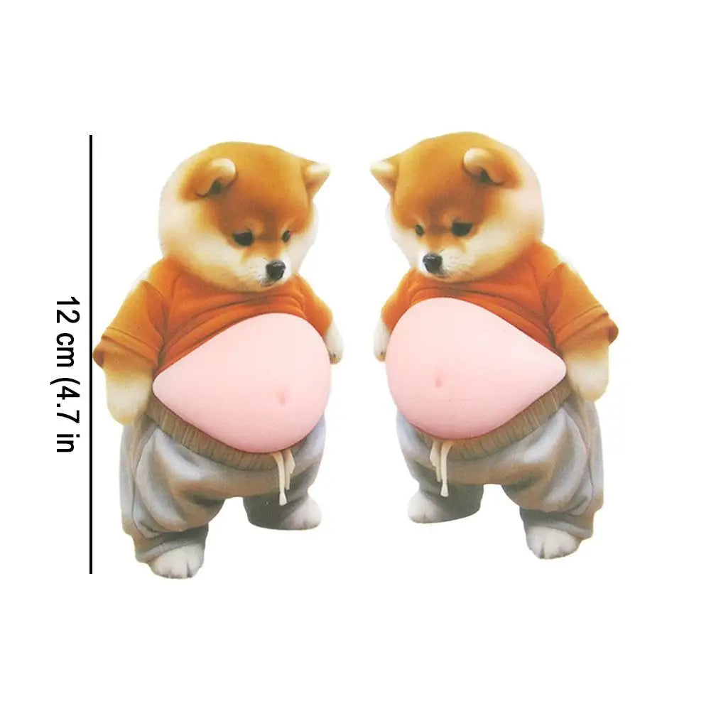 Pegatina 3D de silicona con diseño de Shiba Inu para puerta de coche, protector de parachoques, juguete decorativo y divertido para la carrocería del coche.
