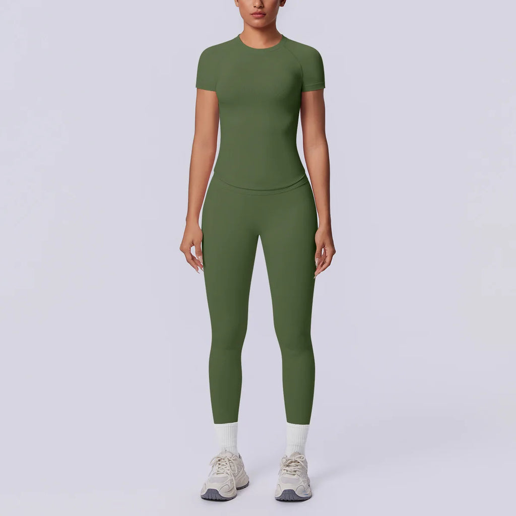 Conjunto Deportivo de Yoga para Mujer, Conjunto de Dos Piezas, Pantalones y Top, Traje Deportivo para Gimnasio, Yoga y Entrenamiento
