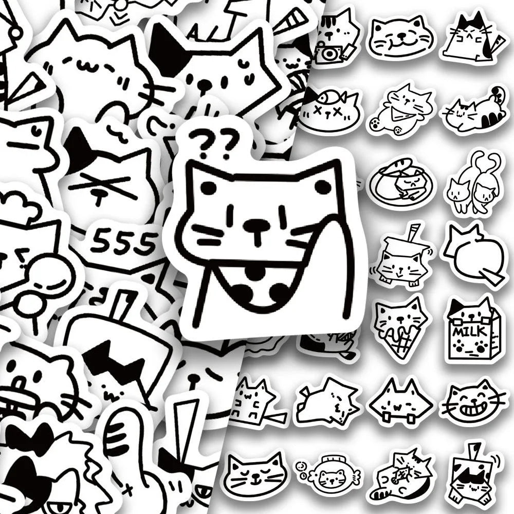 Pegatinas de gatos kawaii, 100 piezas de divertidos decals de gatos para personalizar dispositivos y objetos.