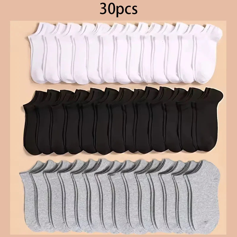 Calcetines Deportivos Unisex de Color Sólido para Primavera/Verano, 10/20/40 Pares, Calcetines Cortos Ligeros y Suaves para Hombre y Mujer, Paquete Económico