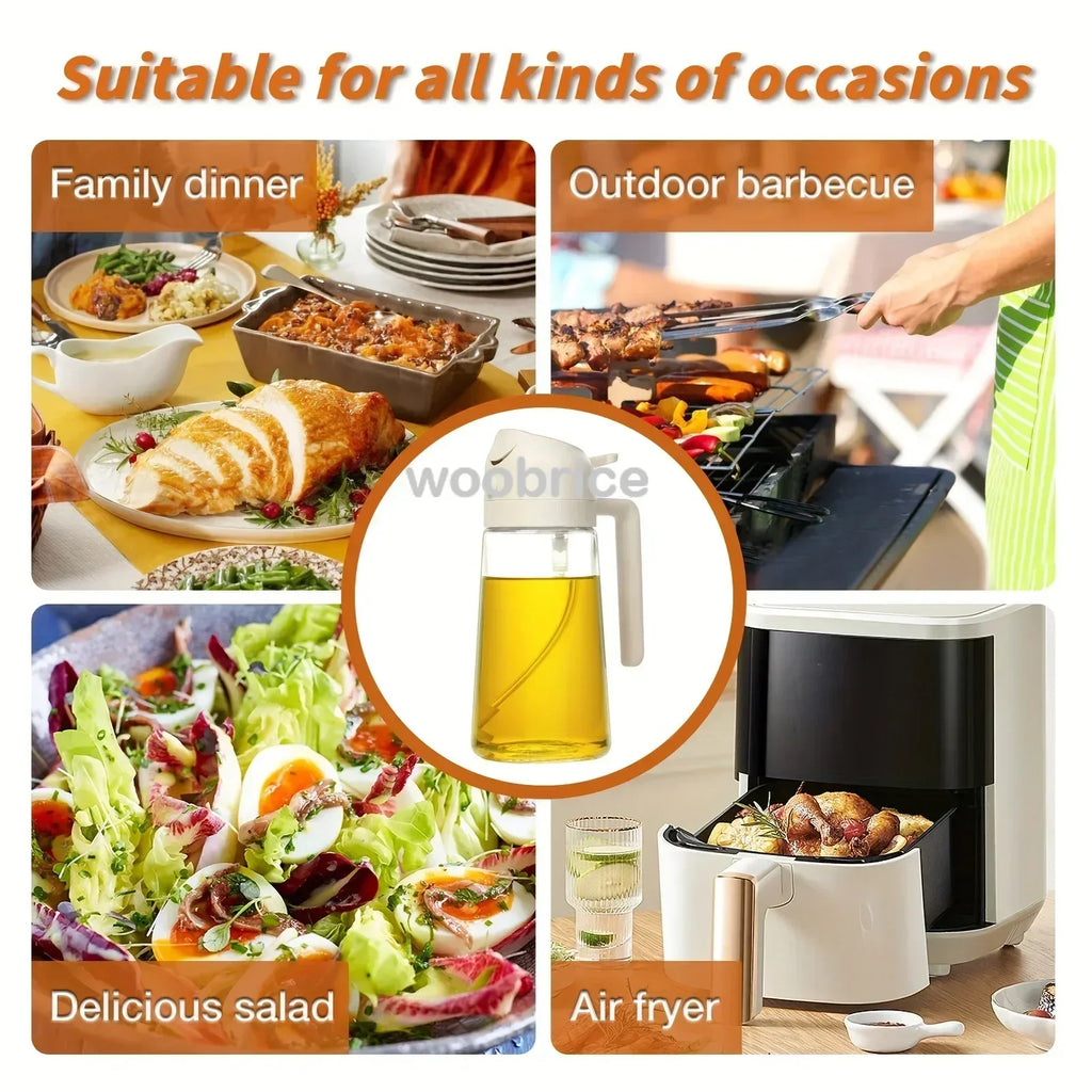 Dispensador de aceite en aerosol 2 en 1 para cocina, pulverizador de aceite o solo cepillo pulverizador para freír al aire, ensaladas, asar, cocinar en la cocina