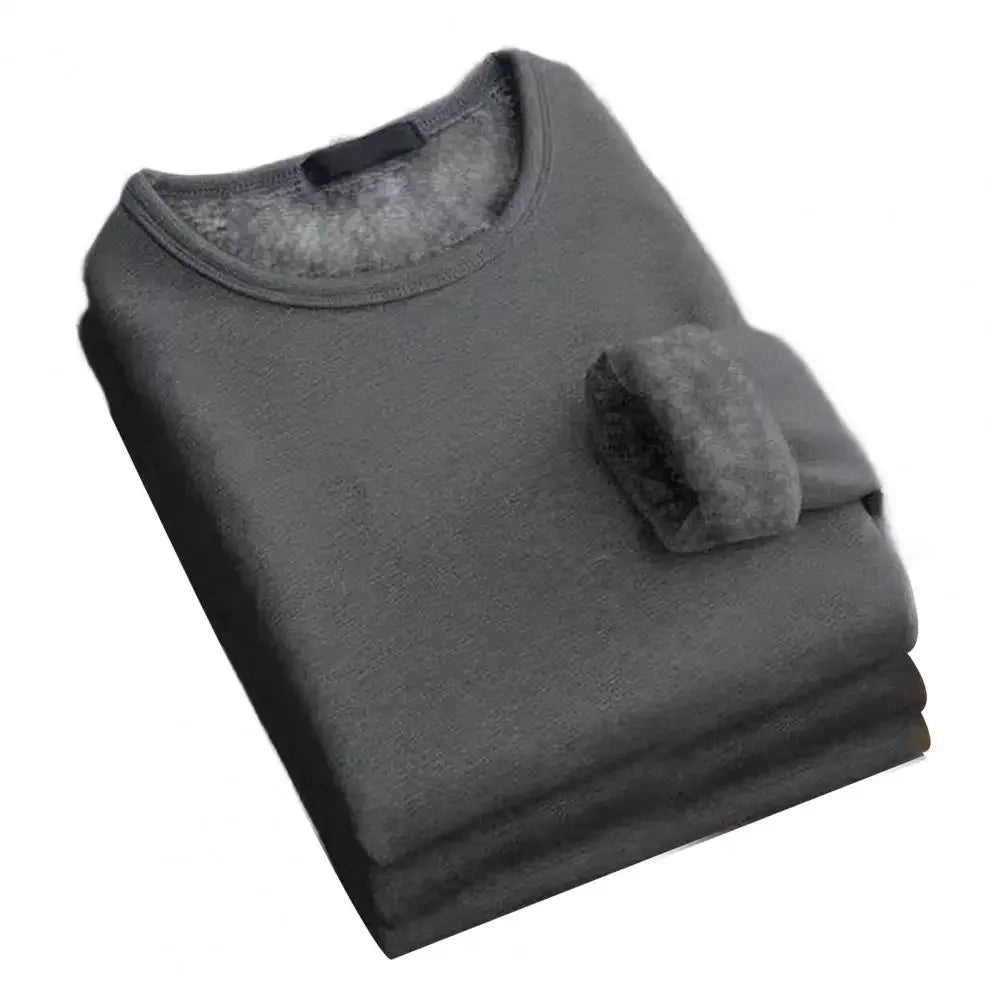 Camisetas cálidas de terciopelo grueso para hombre, ropa interior térmica de manga larga para hombre, camiseta de moda con cuello redondo para invierno