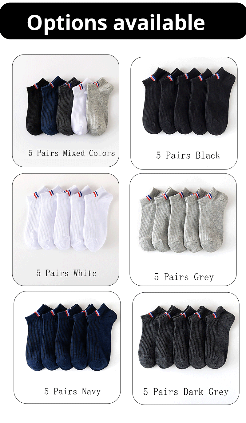 5 pares de calcetines finos de verano para bote de mezcla de colores lisos, calcetines casuales para hombre, calcetines transpirables absorbentes de sudor, calcetines de calibración