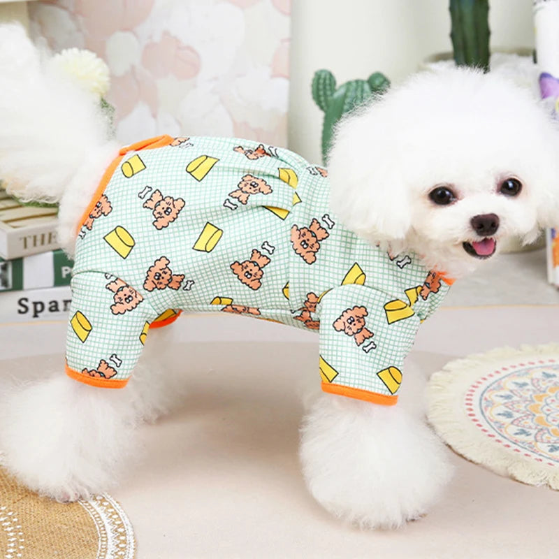 Mono de Invierno para Perros, Ropa Cálida con Estampado para Perros y Gatos, Chihuahua, Bichón, Pijama de Cuatro Patas para Cachorros