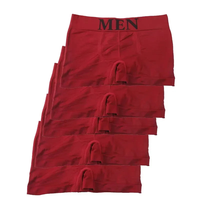 Calzoncillos tipo bóxer para hombre, ropa interior transpirable de alta elasticidad, pantalones cortos elásticos de algodón suave, bragas cómodas de color liso, 5 uds.