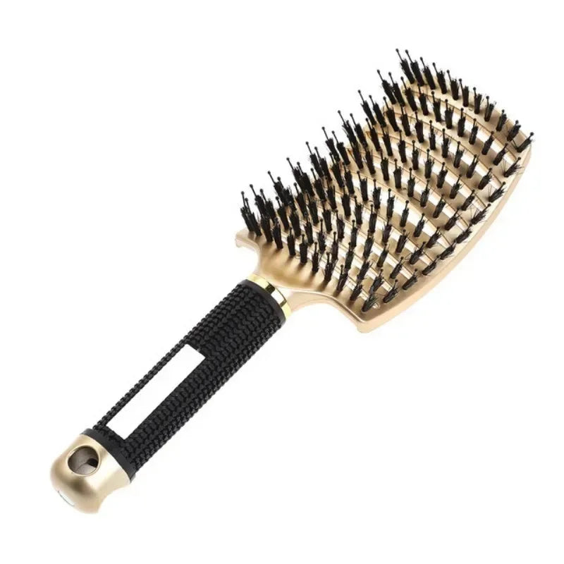Cepillo para el cabello, cepillo para el cabello exfoliante, cerdas, peine para el cabello rizado húmedo para mujer, herramienta de peinado para salón, especial para pelucas de cabello Real