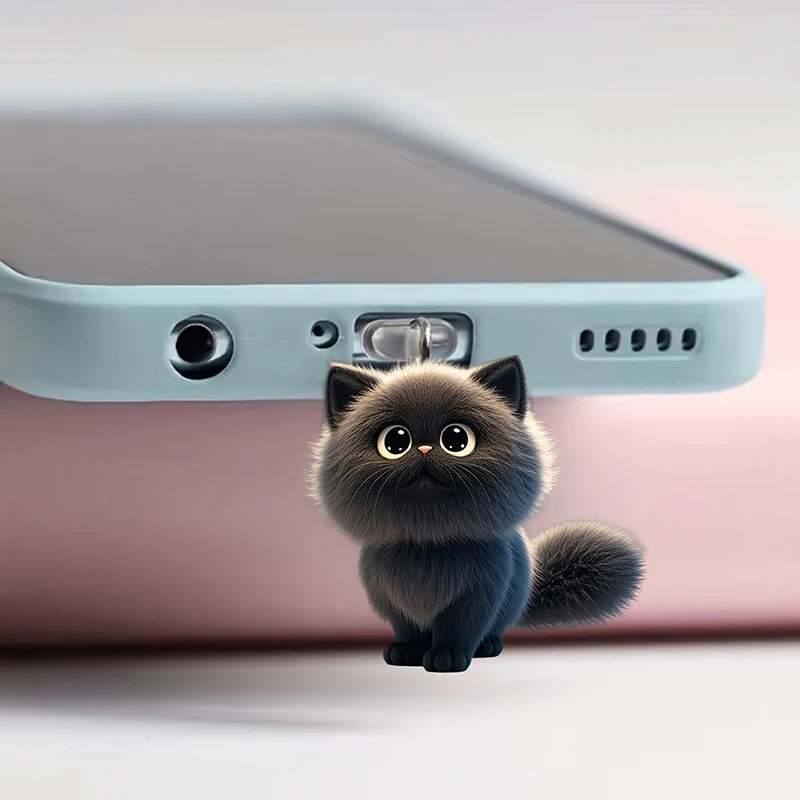 Colgante con tapón antipolvo para teléfono móvil, decoración para perros y gatos, colgante para puerto de carga tipo C, enchufe antipolvo