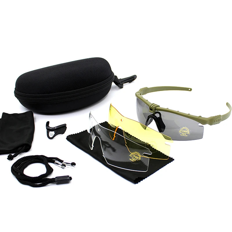 Gafas Tácticas para Exteriores con Protección UV400, Gafas de Seguridad para Tiro con Pistola de Aire, Gafas de Sol Deportivas Polarizadas para Caza