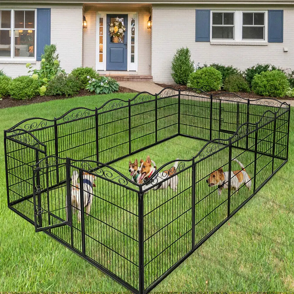 Parque infantil para perros, parque infantil de 8 paneles de 32 pulgadas de altura, valla de ejercicio para perros antioxidante plegable para interiores y exteriores, portátil