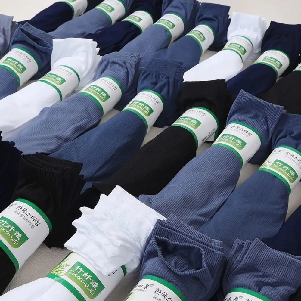 10 pares de calcetines de seda de hielo para hombre, calcetines ultrafinos de verano y primavera, calcetines de negocios sólidos, calcetines suaves transpirables, calcetines tobilleros de fibra de bambú
