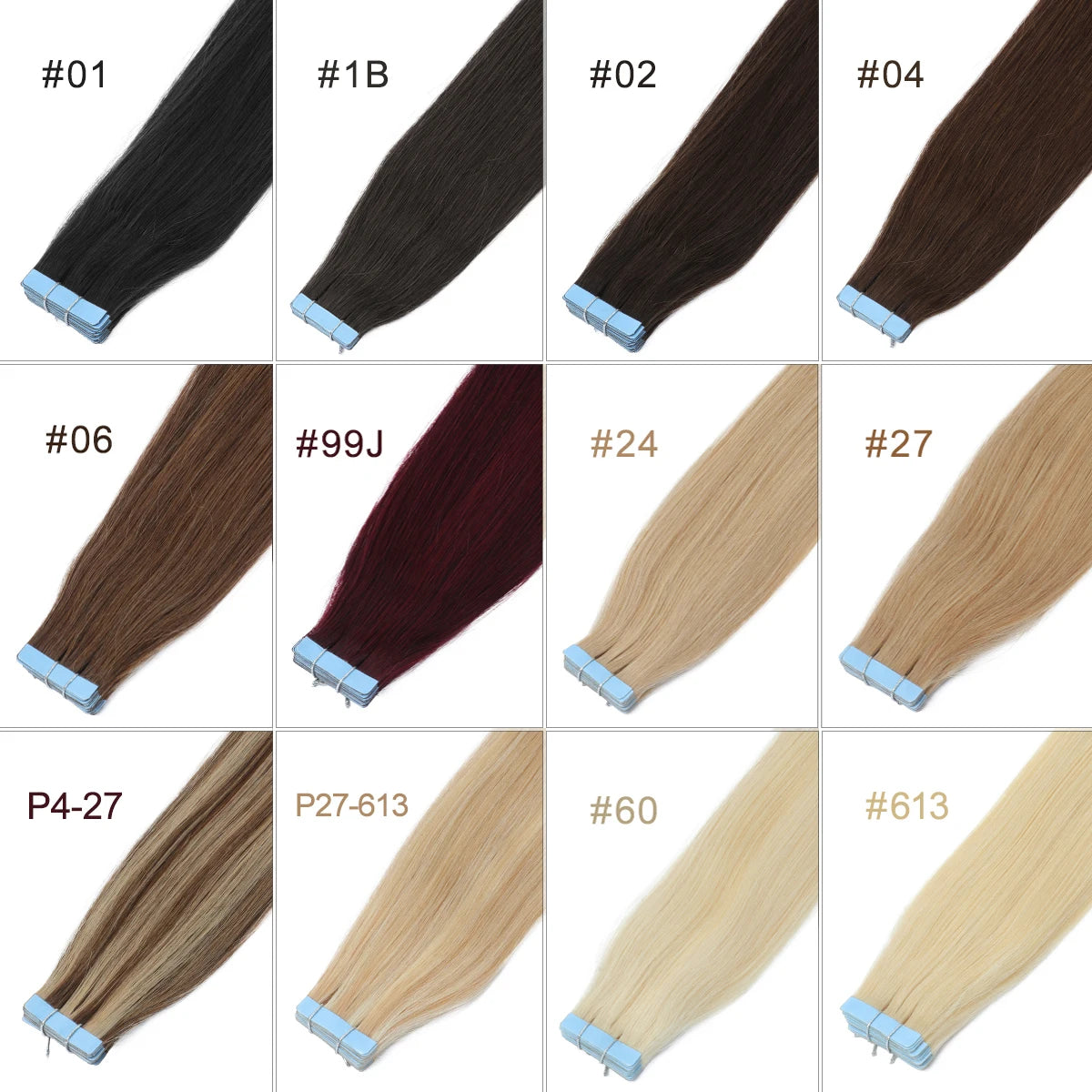MRSHAIR cinta en extensiones de cabello cabello humano Rubio cinta sin costuras extensiones de cabello 4x0,8 cm trama de piel cinta de PU en el cabello 20 piezas 12 "-24"
