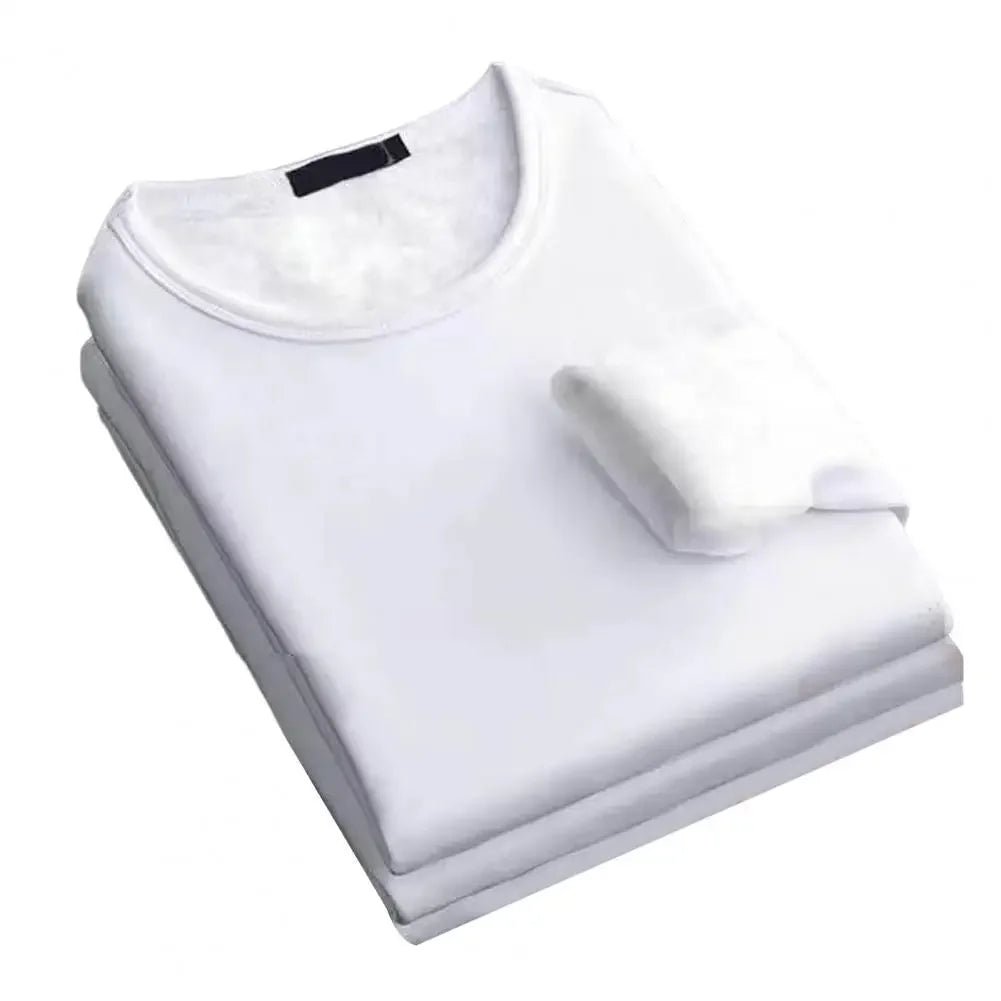 Camisetas cálidas de terciopelo grueso para hombre, ropa interior térmica de manga larga para hombre, camiseta de moda con cuello redondo para invierno