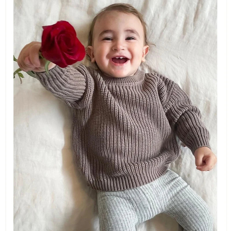 Suéteres de bebé Otoño Invierno niños niñas de manga larga suéter de punto de Color puro bebé niños niñas suéter suéteres ropa