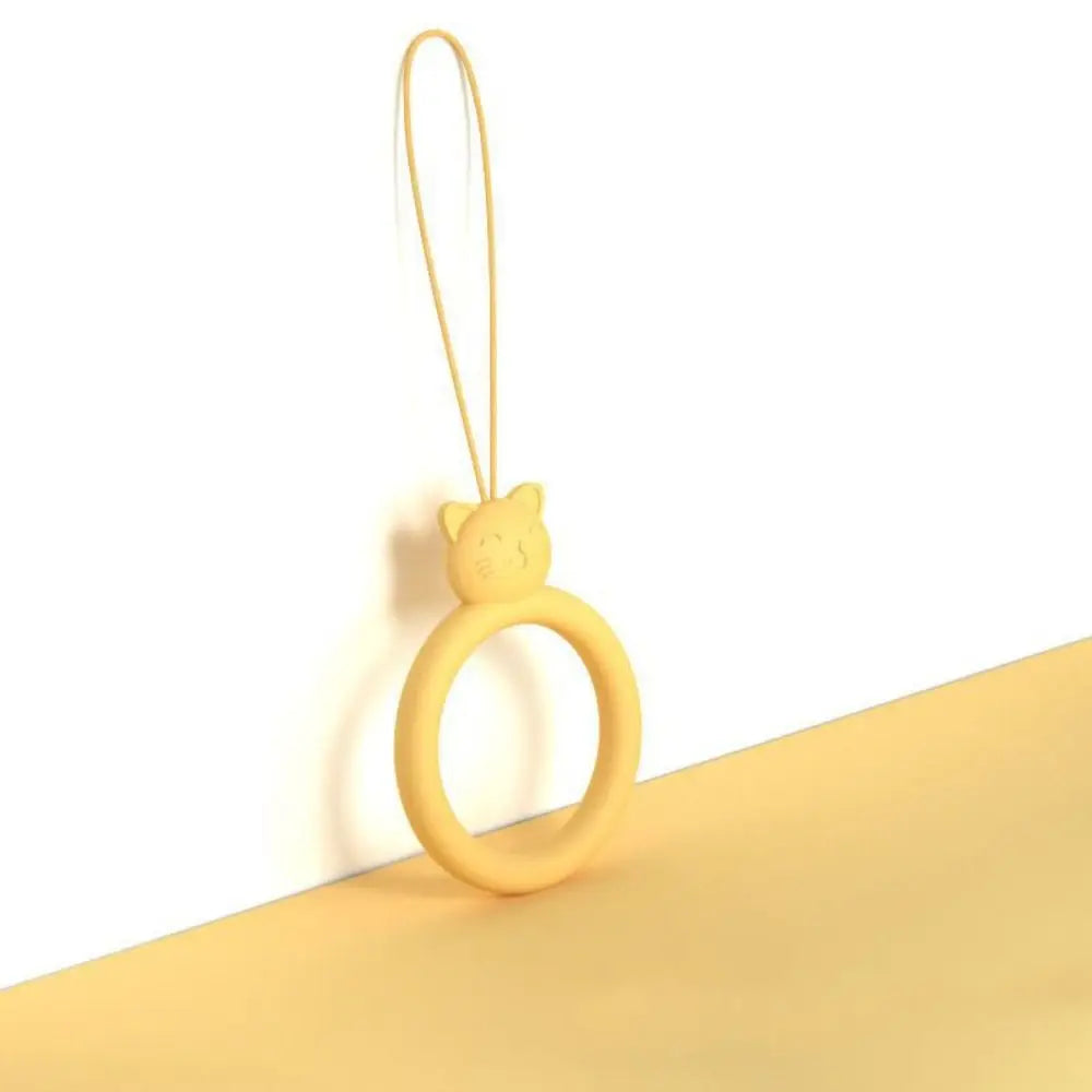 Cordón de anillo de silicona con forma de gato para teléfono móvil, colgante corto de dibujos animados, disco en U creativo, novedad