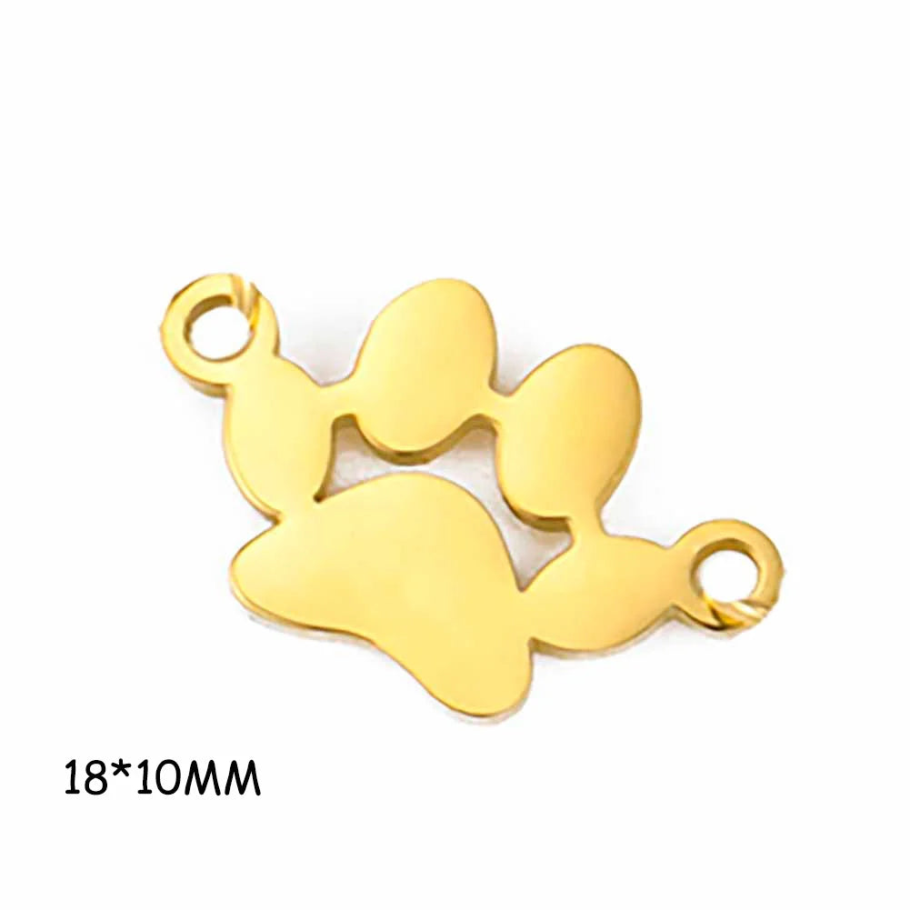 Cazador-abalorios con huella de pata de perro y gato, para fabricación de joyas, animales de acero inoxidable, 2 agujeros, colgantes DIY para pulsera y collar 2026