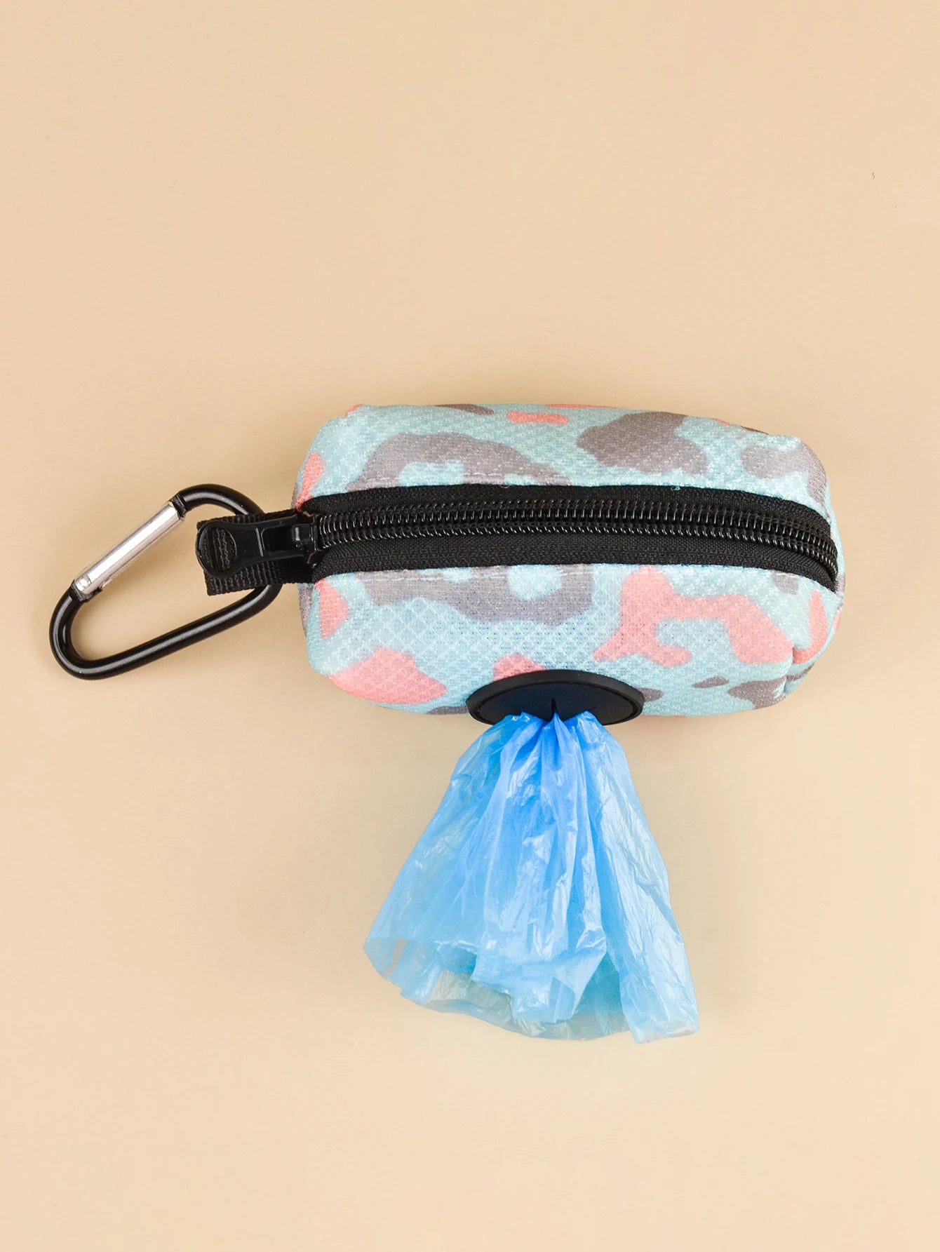 Dispensador de soporte para bolsa de excrementos de mascotas, diseño bonito con estampado abstracto, sin bolsa y correas para excrementos, se puede conectar con cualquier correa para perros