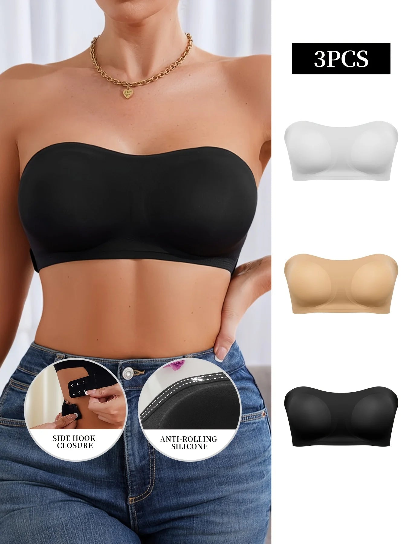 1 unds/3 unids/pack YMQJ sujetador sin costuras acolchado extraíble de seda de hielo suave sin rastro para mujer sujetador sin costuras para mujer sujetador sin tirantes