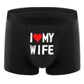 Ropa interior para hombre, Bóxer de Color negro a la moda con estampado personalizado, ropa interior suave y transpirable I Love My Wife, nuevo estilo 2024