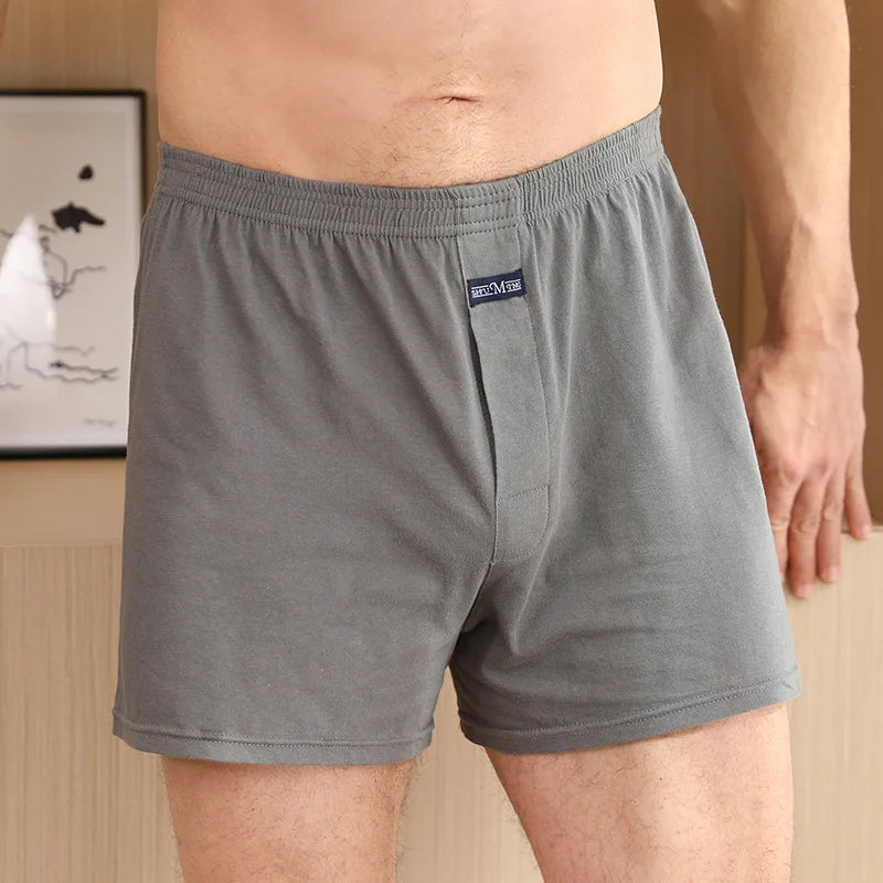1 Uds. Ropa interior para hombre, pantalones Aro de algodón puro para dormir en casa, pantalones cortos holgados y transpirables de cintura alta para hombre, Boxers de cuatro esquinas