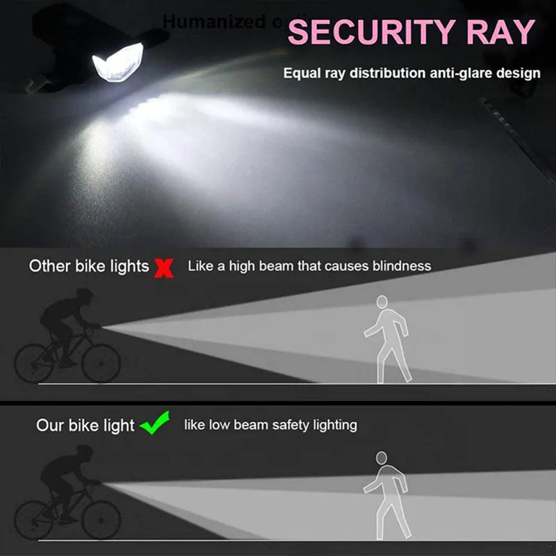 Juego de luces delanteras para bicicleta con luz trasera, recargable por USB, fácil de instalar, 3 modos, accesorios para bicicleta de carretera MTB