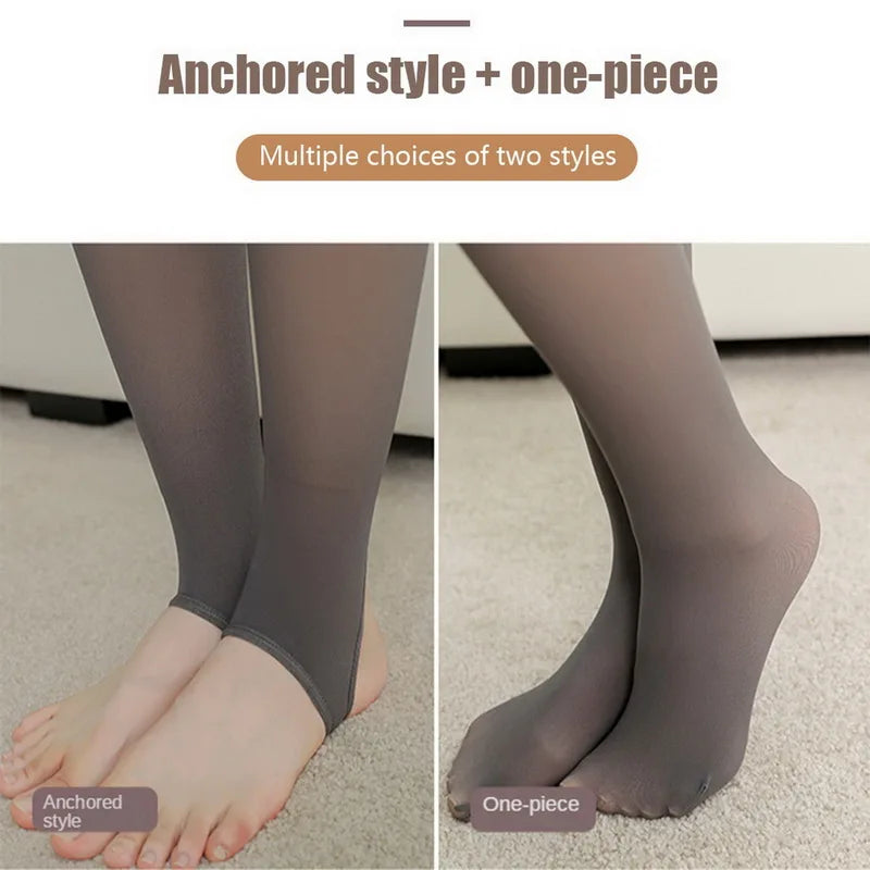 Bas thermiques en molleton pour femme, collant polaire femme ,collants chauds et Sexy, translucides, Slim, épais, en velours élastique, pour l'hiver,collant thermique femme effet peau,legging polaire femme