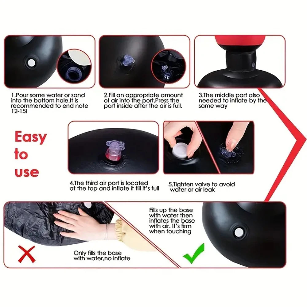 1 unidad de saco de boxeo inflable estilo KO, columna de boxeo, accesorios de entrenamiento para karate y taekwondo
