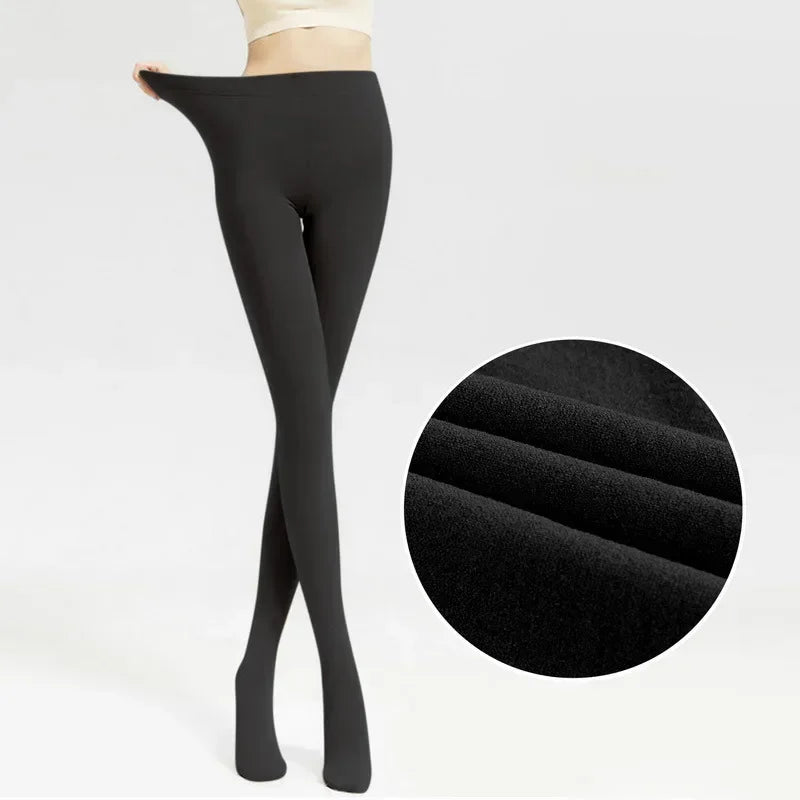 Medias térmicas de invierno para mujer, pantimedias de terciopelo transparente con forro polar, mallas gruesas y cálidas con capa interior de felpa