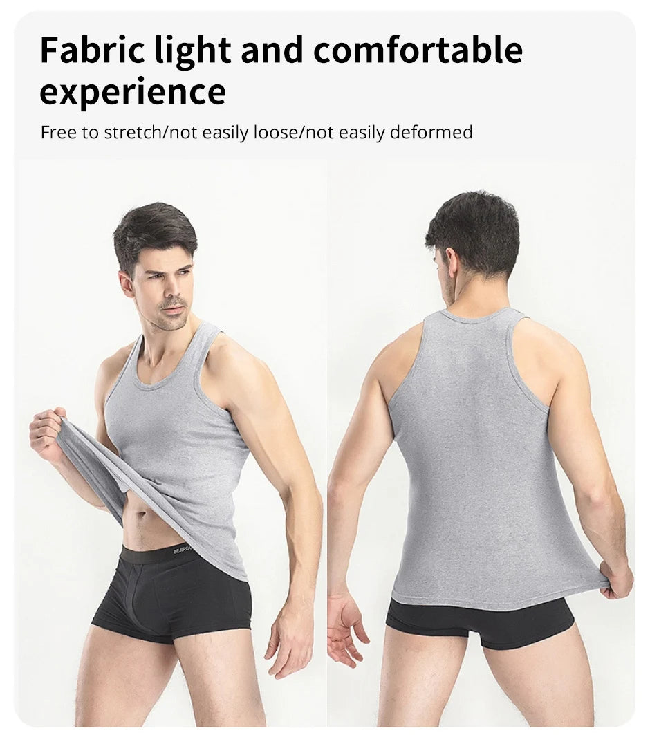 Chaleco fino de algodón para las cuatro estaciones de color sólido para hombre, sudadera informal y cómoda del Joker, chaleco ajustado para ejercicio físico