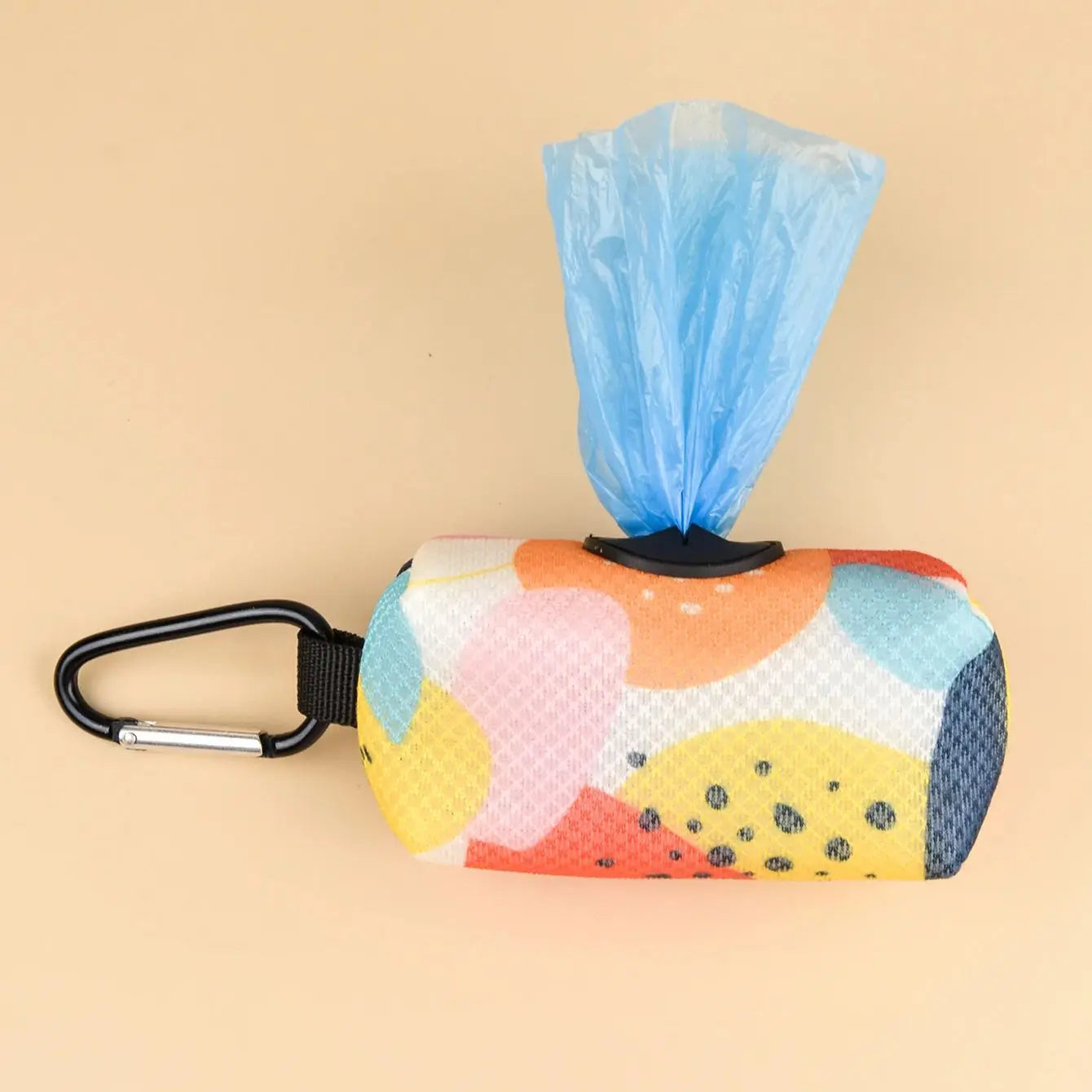 Dispensador de soporte para bolsa de excrementos de mascotas, diseño bonito con estampado abstracto, sin bolsa y correas para excrementos, se puede conectar con cualquier correa para perros