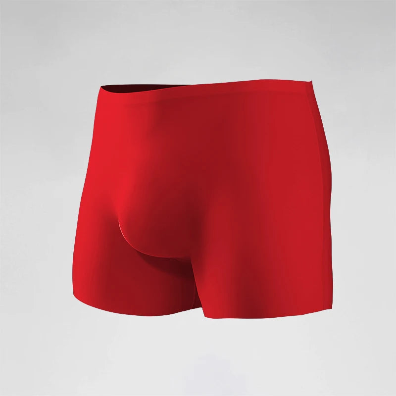 Ropa interior para hombre, Boxers de seda helada con estampado 3D, Boxers finos sin costuras, pantalones cortos deportivos alargados de verano para la cabeza