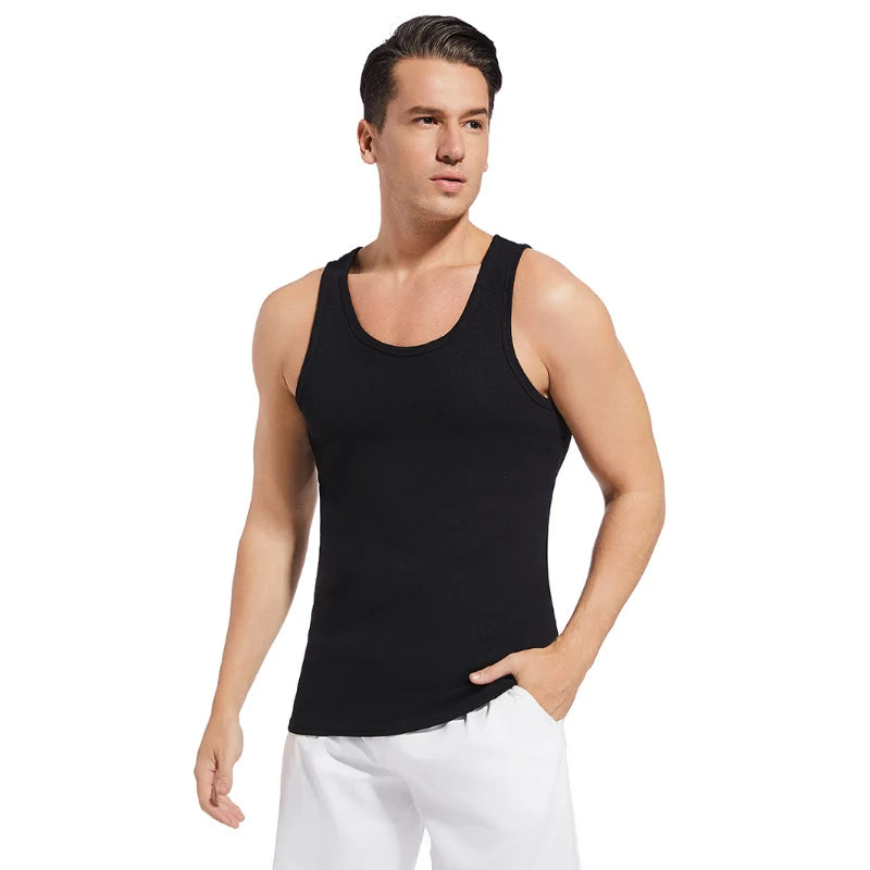 Chaleco fino de algodón para las cuatro estaciones de color sólido para hombre, sudadera informal y cómoda del Joker, chaleco ajustado para ejercicio físico